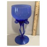 Blue wine glass with jellyfish stem