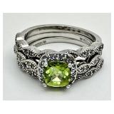 Sterling silver peridot stacking rings
