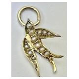 14k gold dove pendant/charm with seed pearls