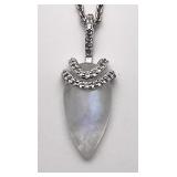Moonstone & diamond sterling necklace