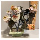 Chinese carved jade and hardstone bonsai tree
