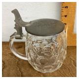 Beer mug with pewter lid