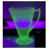 Green Depression uranium glass pitcher