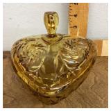 Amber glass candy dish