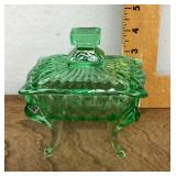 Green glass lidded dish