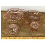 Pink Depression glass dishes
