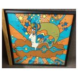 Framed Peter Max signed scarf