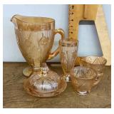 Marigold Iris & Herringbone glass