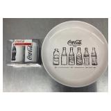 Coca-Cola plate and salt & pepper shakers