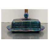 Carnival glass butter dish