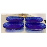 4 cobalt blue dessert dishes