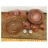 Pink Depression glass dishes