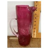 Cranberry flash glass pitcher