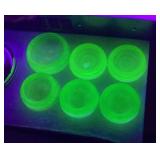 Green De[pression uranium glass caster cups