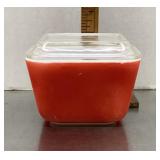 Pyrex red refrigerator dish with lid