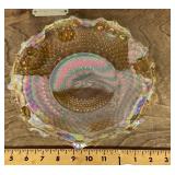Ruffled carnival glass serving plate