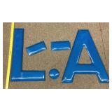 Enamel "L" and "A" sign letters plus punctuation