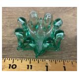 Green swung glass dish