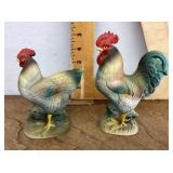 Pair of ceramic roosters