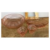 Pink Depression glass dishes