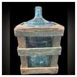 Vintage Glass Water Jug/Carboy in Crate