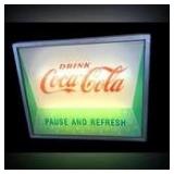Vintage "Drink Coca-Cola Pause and Refresh" Light-Up Sign - Works