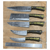 Set - (5) New Damascus Steel Knives