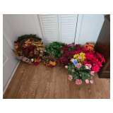 Lot - Assorted Artificial Floral Arrangements and Seasonal Wreaths