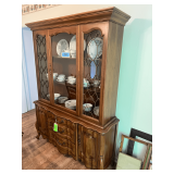 Wood French Provincial Style China Cabinet with Glass Doors and Storage