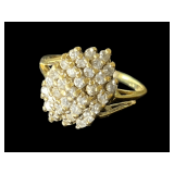 14K Yellow Gold Cluster Ring with Multi-Stone Setting