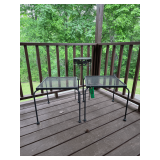 Lot - (2) Patio Side Tables and (1) Plant Holder