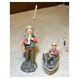 Lot - (2) Fisherman Figurines
