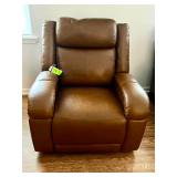 Brown Leather Power Recliner with USB Charging Port