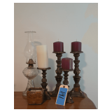 Lot - Aassorted Decorative Candle Holders and Glass Oil Lamp