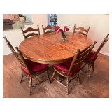 Wood Dining Table with Six Chairs