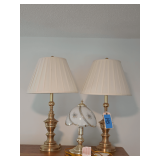 Lot - (3) Brass Table Lamps with Shades