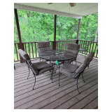 Metal Patio Dining Set with Four Chairs and Mesh Table