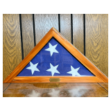 Triangular Wood Flag Display Case with Blank Plaque