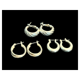 Lot - (3) Pairs of Hoop Earrings