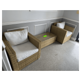 Lot - Safavieh Outdoor Patio Furniture Wicker 4-Piece Conversation Set