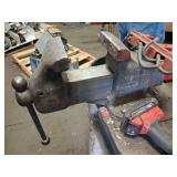 CONTENTS ONLY of work table: Table not included:  Drill press, vise, misc tools