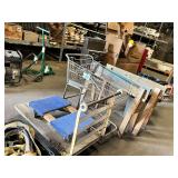 (2) Dollies, (1) Wire cart, (2) Saw horses, (2) Trash Cans