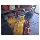 Contents only of shelves and in front of shelves (no shelf included):  Fluids, fuel cans, etc.