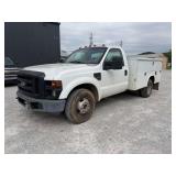 2008 Ford F-350 service bed with rear lift.