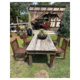 Wood Farmhouse Table w/ (4) Wood Chairs