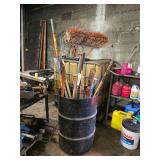 Lot - Assorted Long-Handled Tools in Barrel