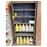Lot - Industrial Steel Shelving Unit with Assorted Janitorial Supplies and Hardware