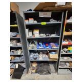 Lot - Metal Shelves with Contents: Assorted Small Engine Parts, Filters, and Hardware