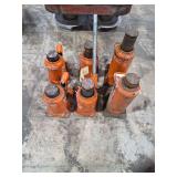 Lot - (6) Assorted Orange Hydraulic Bottle Jacks