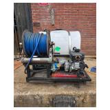 Skid-Mounted Utility Sprayer with Tank, Pump, and Hose Reel